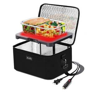 lot 20043 image: Aotto Portable Oven, Electric Lunch Box Food Heater - 12V24V110V 3-in-1 Car Food Warmer - Mini Personal Microwave Heated Lunch Box Warmer for Car, Truck, Travel, Office & Home Use - Black