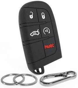 lot 20045 image: Click&Fit Silicone Key Fob Cover Compatible with 2014-2022 Jeep Grand Cherokee Compass Renegade, Dodge Charger Challenger Durango Journey, Chrysler �� Car Key Shell Protector 5-B, Slate Black