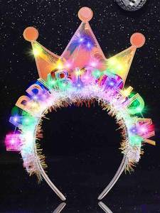 lot 20051 image: DRESBE Light Up Birthday Headband LED Crown Headbands Birthday Party Favors Hair Accessories for Women (Blue-Colorful Light)