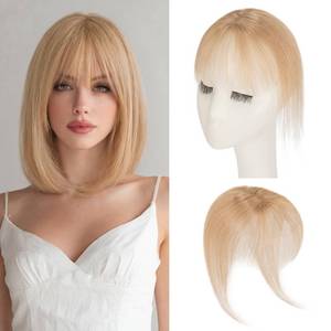 lot 20057 image: Clip in Bangs,S-noilite Bangs Hair Clip ins Human Hair,Clip on Bangs,Invisible 3D 360°Cover Air Bangs Hair Pieces Lightweight Wispy Bangs Topper for Women 10g8 inch #27 Dark Blonde