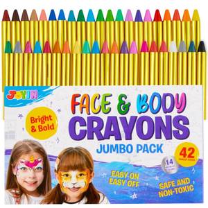 lot 20061 image: 42PCS Face and Body Paint Crayons, XL Face Painting Kit Safe and Non-Toxic Ultimate Party Pack Including 14 Metallic Colors for Birthday Makeup Party Supplies, Festivals, Gifts for Kids Girls Boys