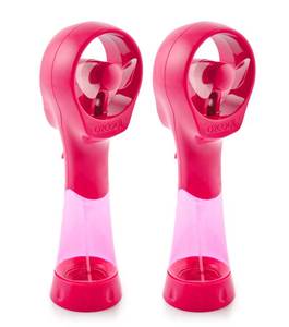 lot 20073 image: O2COOL Elite Handheld Misting Fan Battery Powered 2-Pack Raspberry
