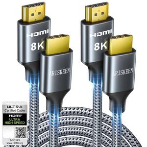 lot 20083 image: ARISKEEN 8K HDMI Cable 3FT 2-Pack, 48Gbps High Speed HDMI 2.1 Cable, 8K 60Hz, 4K 120Hz 144Hz Support for HDR 10, HDCP 2.2 2.3, eARC, DTSX, Braided HDMI Cord Compatible with LaptopHDTV - 3 Feet