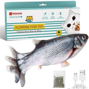 lot 20095 image: Potaroma Cat Toys Flopping Fish with Catnip, Moving Kitten Kicker, Floppy Wiggle Carp for Small Dogs, Interactive Motion Kitty Exercise, 10.5 Inches