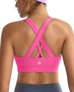 lot 20447 image: RUNNING GIRL Sports Bra for Women, Criss-Cross Back Padded Strappy Sports Bras Medium Support Yoga Bra with Removable Cups(2353 Brilliant Pink_L)