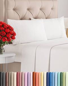 lot 20448 image: Full Size 4 Piece Sheet Set - Breathable & Cooling Sheets - Antique White
