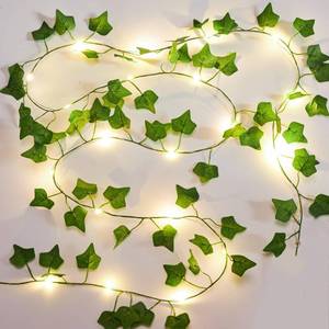 lot 20449 image: KASZOO 2 Pack 6.56 Ft Vines with Fairy Lights Battery Operated, 40 LEDs Artificial Garland Plant Vine Fairy Light, Hanging Ivy Lights for Bedroom Garden Party Wall Room Decor