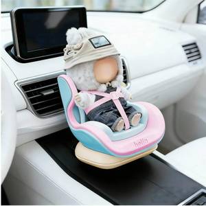 lot 20455 image: Doll Car Seat for 17cm Dolls, Cute Toy Car Seat with Clip and Removable Magnetic Base Stand, Car Interior Decor for Doll Toy Ornament Display (Blue Pink)