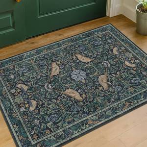 lot 20459 image: Washable Floral Small 2x3 Dark Blue Entryway Rugs Indoor, Botanical Bird Kitchen Floor Mats, Non-Slip & Soft Boho Carpet for Bathroom, Low Pile Stain Resistant Throw Rugs Bedroom