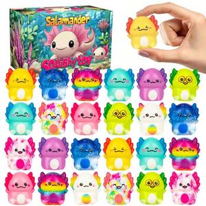 lot 20467 image: 24 Pack Axolotl Slow Squishy Toys Soft Stress Relief Fidgets Toys for Kids Boys Girls Party Favors Novelty Prizes (Muti)