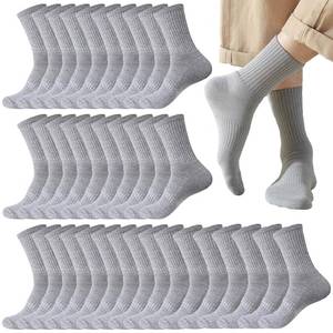 lot 20486 image: Looknniy 20 Pairs Crew Athletic Socks for Men Moisture Wicking Cushion Crew Socks for Sport Running Traveling (Pure Gray)