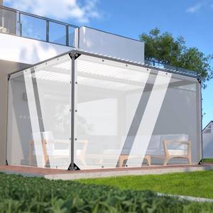 lot 20487 image: Clear Tarp,8x8ft Clear Tarps with Grommet,14 MiL Heavy Duty Waterproof with Reinforced Edge for Patio and Pavilion,Porch and Outdoor Garden Household Tarpaulin