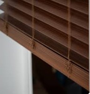 lot 1513 image: Brown curtain shades 34 in wide