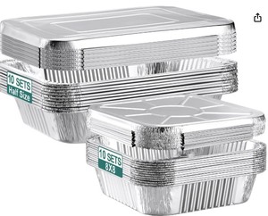 lot 7324 image: NEEBAKE Assorted Aluminum Pans with Lids 20 Pack