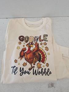 lot 17935 image: 2 Pack Gobble Til You Wobble Cream Sweatshirt, XL