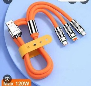 lot 17949 image: 3 in 1 Fast Charging Cable USB 120W Orange