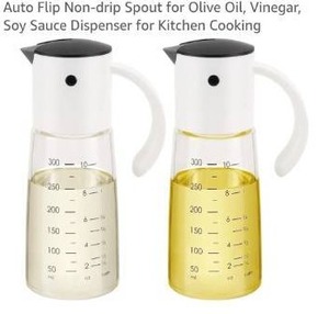 lot 17963 image: Vucchini Glass Olive Oil Dispenser Bottle Set 10 oz 2 Pack White