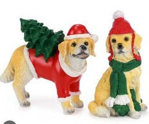 lot 17981 image: Ayieyill 2pcs Christmas Dog Decorations Tabletop Christmas Decor Christmas Holiday Gift for Home