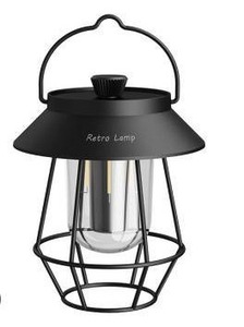 lot 18006 image: Portable Retro Camping Lantern Rechargeable Metal Handle Flashlight Outdoor Hanging Tent Light Black