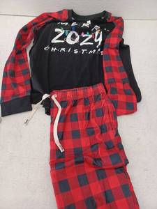 lot 18008 image: Womens XL 2024 Christmas Pajama Set Red Black Plaid Long Sleeve