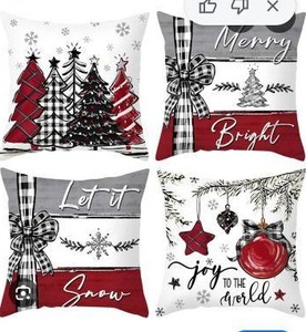 lot 18009 image: Christmas Cushion Cover Pillowcase Set 8 Pack Holiday Decorations