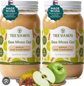 lot 18017 image: True Sea Moss Sea Moss Gel Apple and Cinnamon Superfood 16 FL OZ 453ML 2-Pack Expires 092030