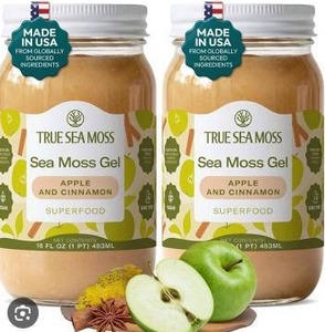 lot 18038 image: True Sea Moss Sea Moss Gel Apple and Cinnamon Superfood 16 FL OZ 453ML 2-Pack Expires 092030