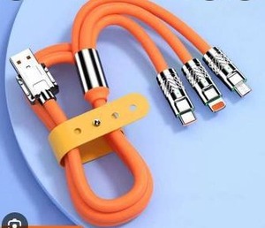 lot 18041 image: 3 in 1 Fast Charging Cable USB 120W Orange (2 Pack)
