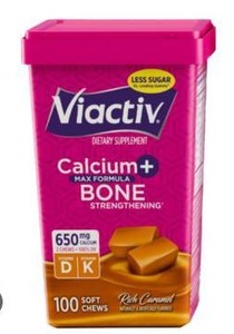 lot 18055 image: Viactiv Calcium  Bone Strengthening Supplement 650mg 100 Soft Chews (2 Pack)