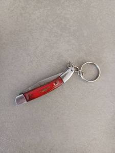 MHSCutlery Handcrafted 3in Folding Pocket Knife Red Handle Keychain