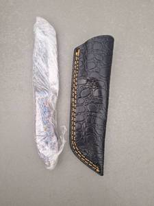 lot 18105 image: MHSCutlery Handcrafted Fixed Blade Knife with Embossed Sheath and Decorative Handle, 8 Inch