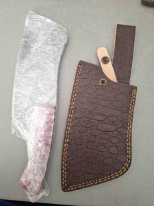 lot 18114 image: MHSCutlery Handcrafted Cleaver Type Knife With Sheath, 12 Inch