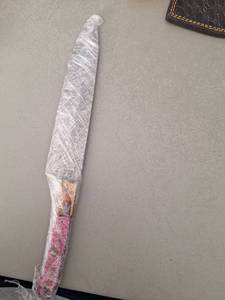 lot 18118 image: MHSCutlery Handcrafted Large Fixed Blade Knife with Multicolor Handle, 14 Inch