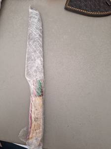 lot 18119 image: MHSCutlery Handcrafted Camping Knife with Decorative Handle, 14 Inch