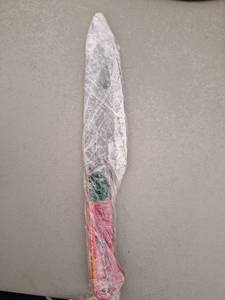 lot 18120 image: MHSCutlery Handcrafted Kitchen Knife with Wood Handle, 12 Inch