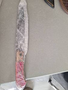 lot 18122 image: MHSCutlery Handcrafted Large Fixed Blade Knife with Multi-Color Handle, 13 Inch