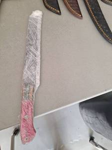 lot 18123 image: MHSCutlery Handcrafted Fixed Blade Knife with Wood Handle, 14 Inch