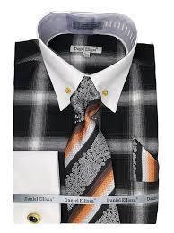 lot 58280 image: black and white plaid flannel shirt with Neck Tie 36-37
