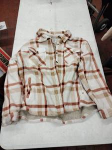 lot 63318 image: Sage Womens Plaid Lined Fleece Shirt Jacket, Rust - XXL