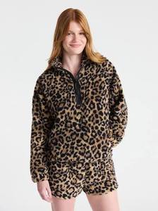 lot 63277 image: No Boundaries Half-Zip Sherpa Leopard Print Jacket - XXL