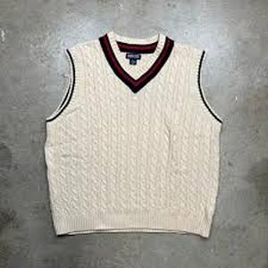 lot 63302 image: vintage Lands End Cable Knit sweater vest - XL