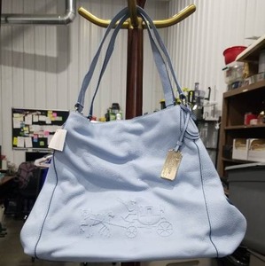 COACH EMBOSSED HORSE AND CARRIAGE EDIE SHOULDER BAG IN PEBBLED LEATHER