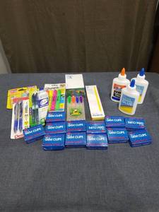 lot 1982 image: School Supply Lot Pens Markers Glue Clips Pencils Sharpie Elmers