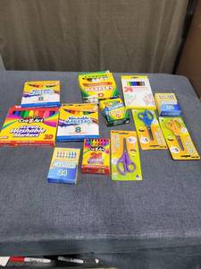 lot 1985 image: Art Supply Lot Markers Crayons Scissors Assorted Colors
