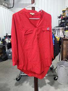 lot 2001 image: UGApparel Red Long Sleeve Button Shirt Size L