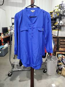 lot 2898 image: UG Apparel Blue Button-Up Shirt Size L Kansas Jayhawks Embroidered