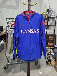 lot 2901 image: Adidas Kansas Jayhawks Climaproof Quarter-Zip Pullover L