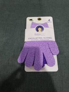 lot 2933 image: Relaxzen Exfoliating Gloves 4 Pack Purple