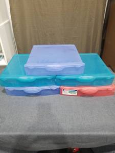 lot 2944 image: Plastic Storage Organizer Boxes Set 5 Piece