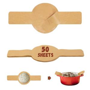lot 73247 image: Parchment Paper for Sourdough Baking 8 Round, 50 Sheets with Long Handles - Retail $10